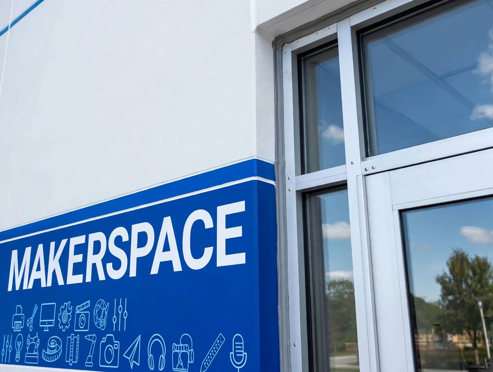 Library makerspace wall graphics