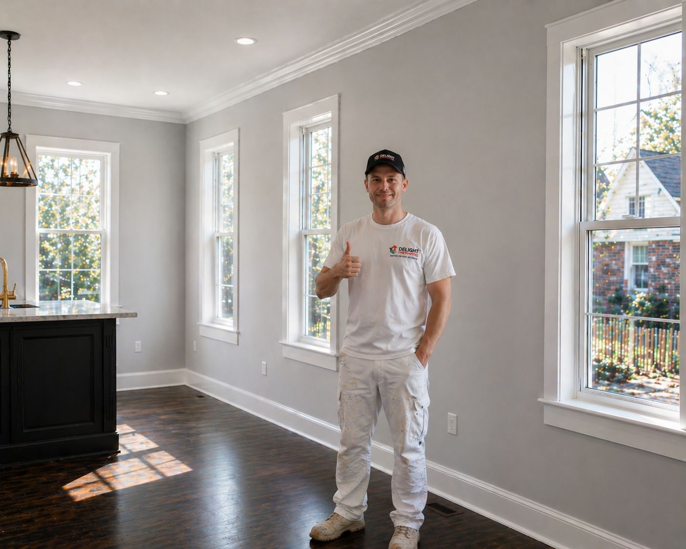 Painter in a freshly painted room