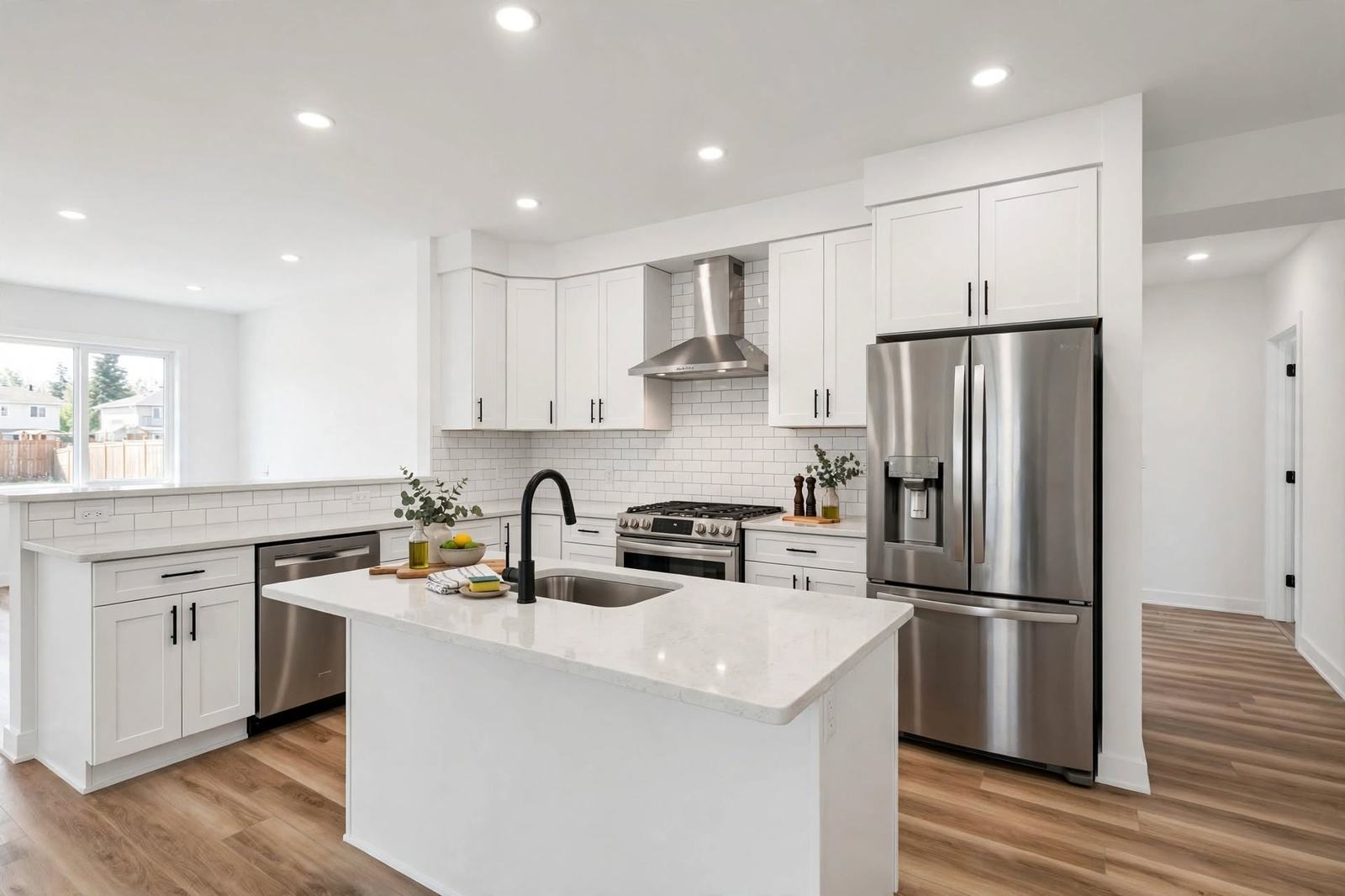 White kitchen with painted cabinets