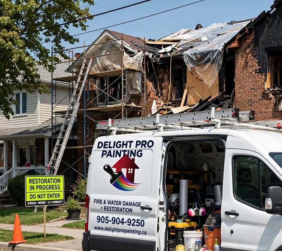 Work van and a house under repair